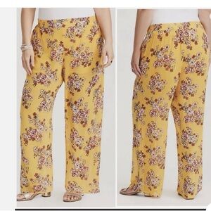 Torrid Floral Yellow Women's Chiffon Pants- Size 2-2X